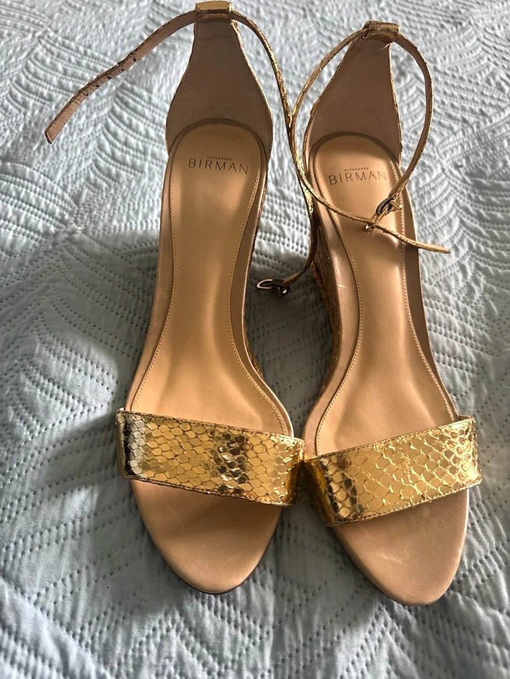 BIRMAN Gold Wedge Sandals US 9